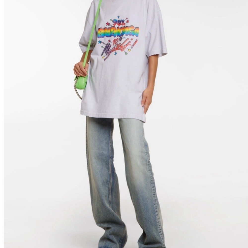 NWT Balenciaga 90/10 Myself T-Shirt Large Fit Dirty White L Oversized 641655